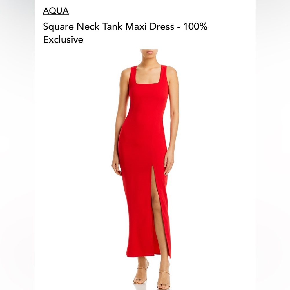 Square neck Aqua red gown